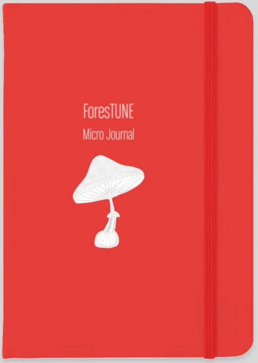 Forestune Micro Journal, red cover with a mushroom illustration